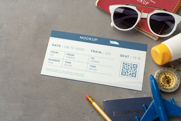 travel ticket mockup design