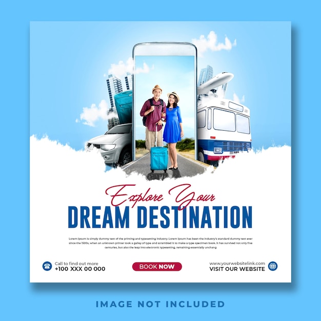 Travel and tour agency social media post template