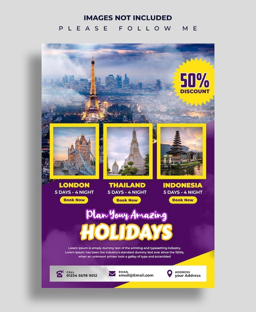 PSD travel and tour flyer design