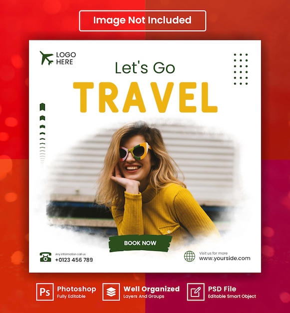 Travel tour holiday social media post template