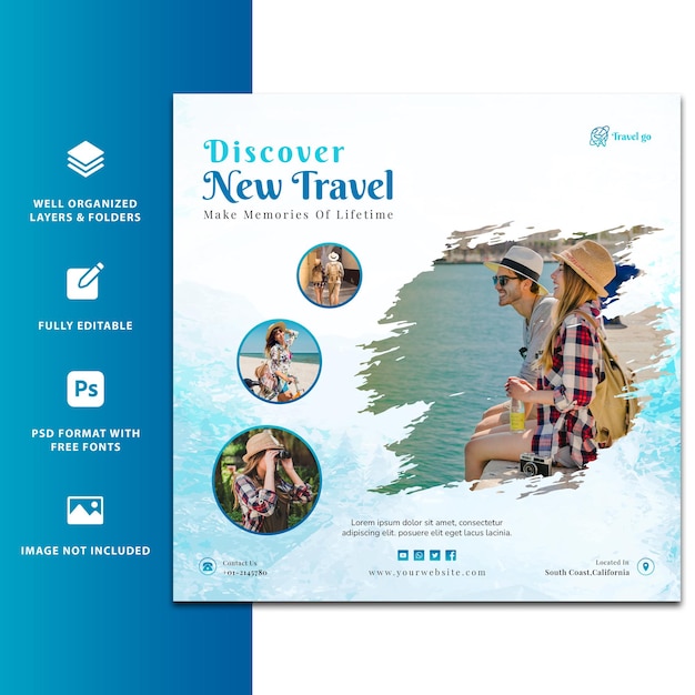 Travel Tour Instagram post or social media flyerTemplate