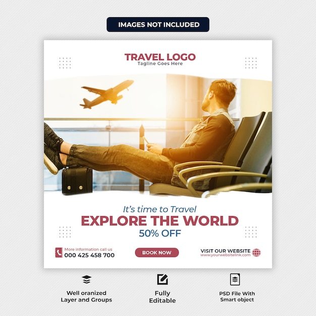 travel tour instagram post or social media post design template