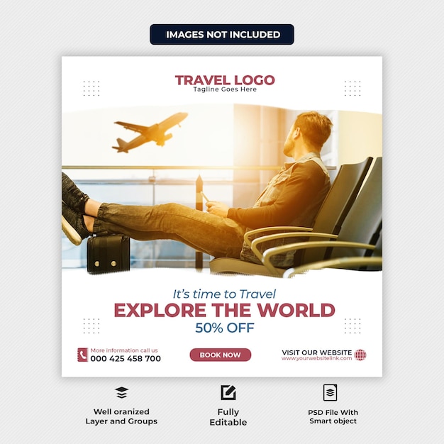 Travel tour instagram post or social media post design template