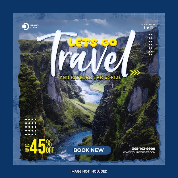 PSD travel tour instagram post social media post template