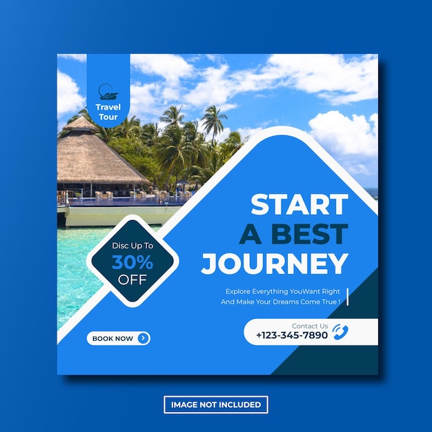 Travel tour instagram post social media template