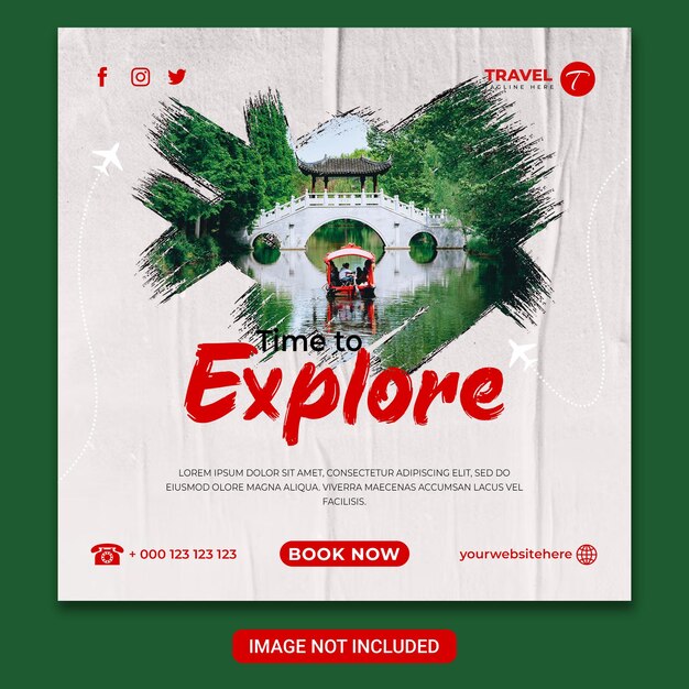 Instagram del tour di viaggio o modello di post o banner sui social media