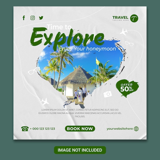 PSD travel tour instagram or social media post or banner template