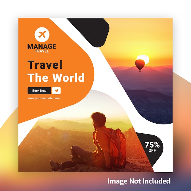 Travel Tour Instagram Szablon Banner Psd