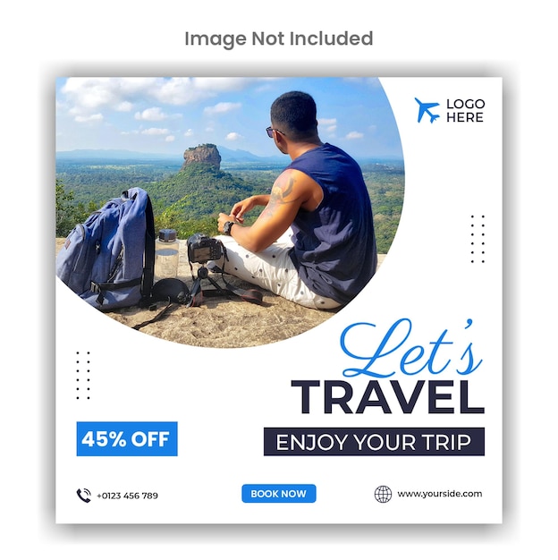 Travel tour social media or instagram post template