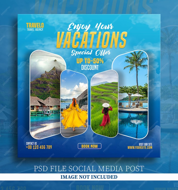  Travel tour social media post banner and social media tamplate