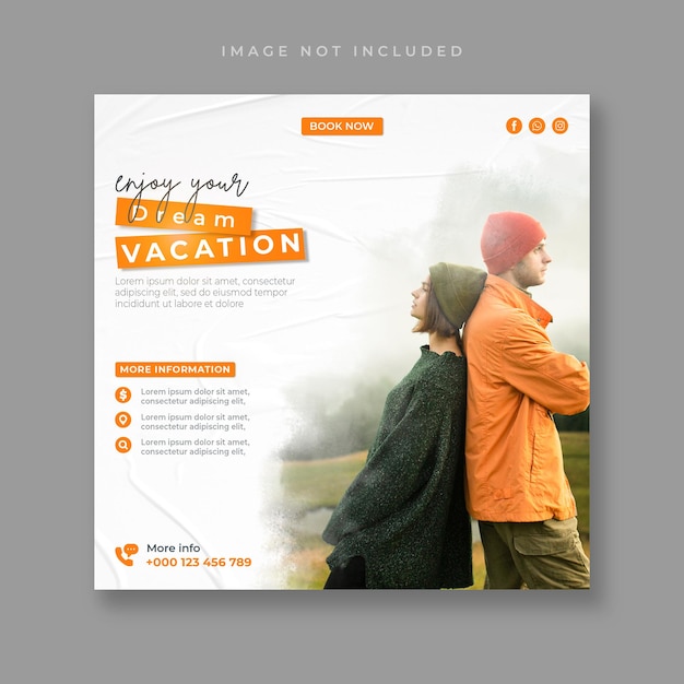 Travel tour social media post banner template