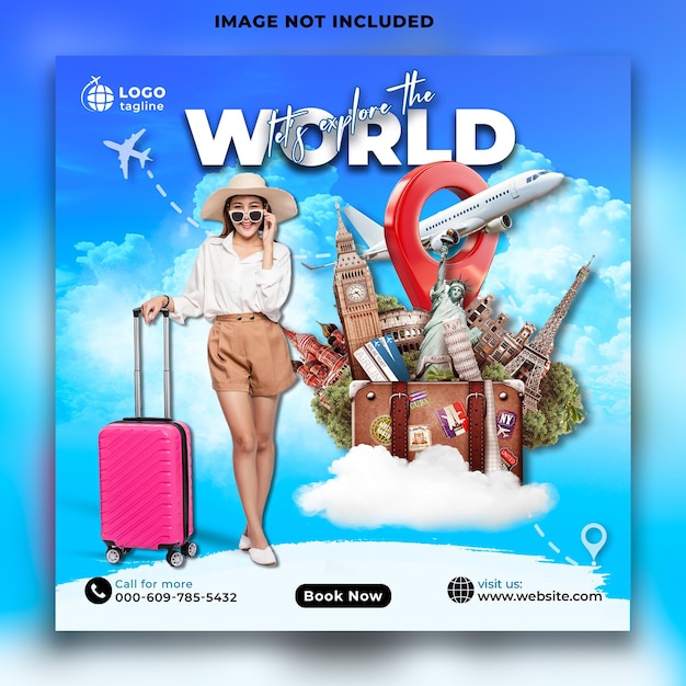 travel and tour social media post instagram post or web banner template