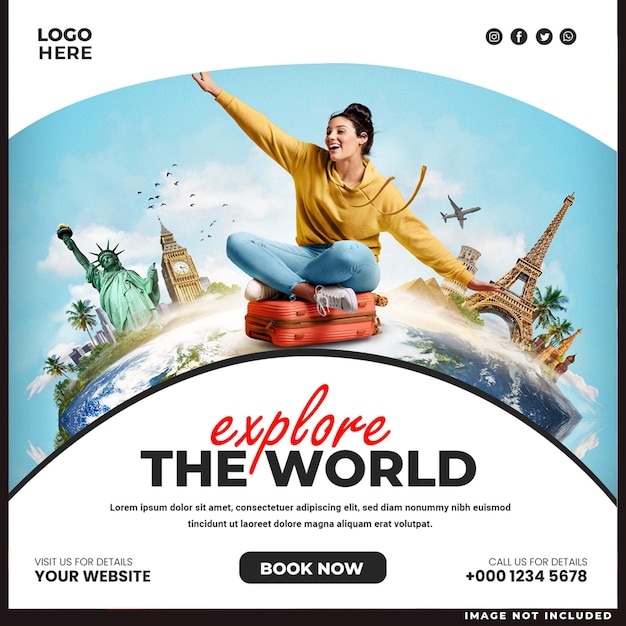travel and tour social media post instagram post or web banner template