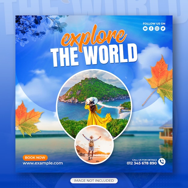 PSD travel and tour social media post instagram post or web banner template