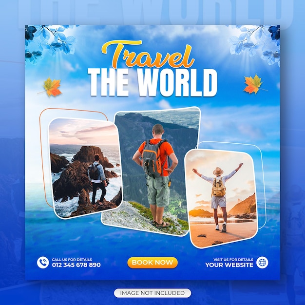 PSD travel and tour social media post instagram post or web banner template