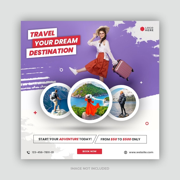 Travel and tour social media post template