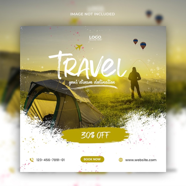 Travel and tour social media post template