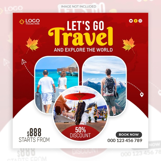 Travel and tour social media post template