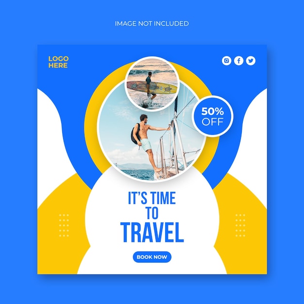 Travel tour social media post and web banner template