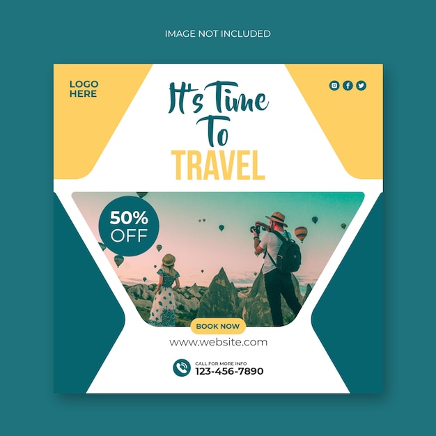 Travel tour social media post and web banner template