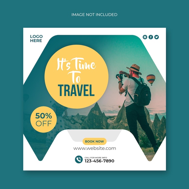 Travel tour social media post and web banner template