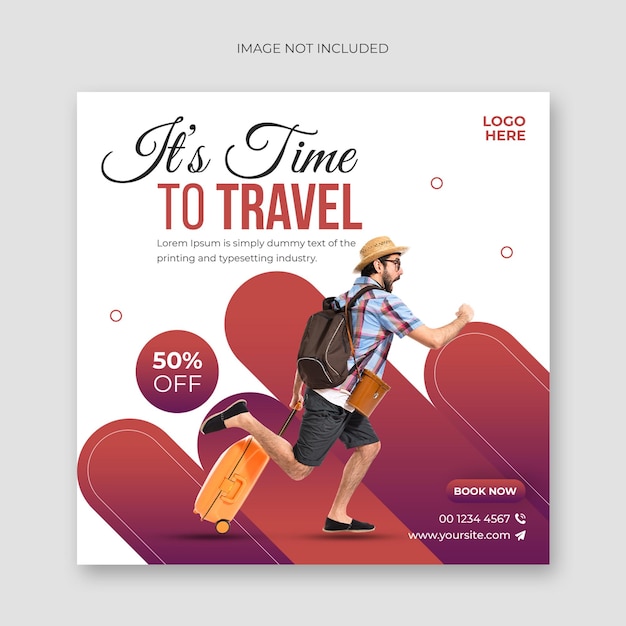 Travel tour social media post and web banner template