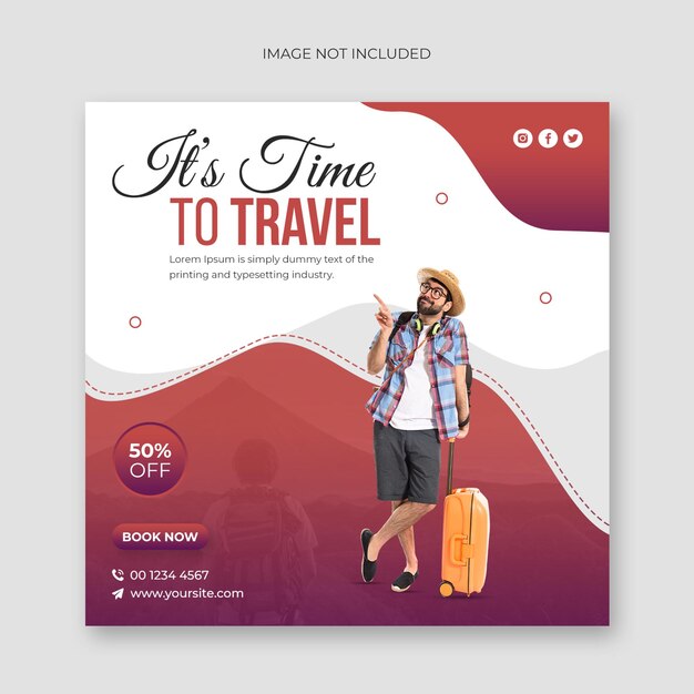 Travel tour social media post and web banner template