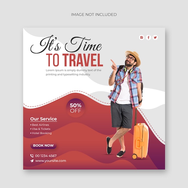 Travel tour social media post and web banner template