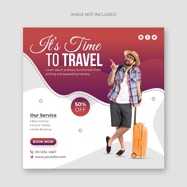 Travel tour social media post and web banner template