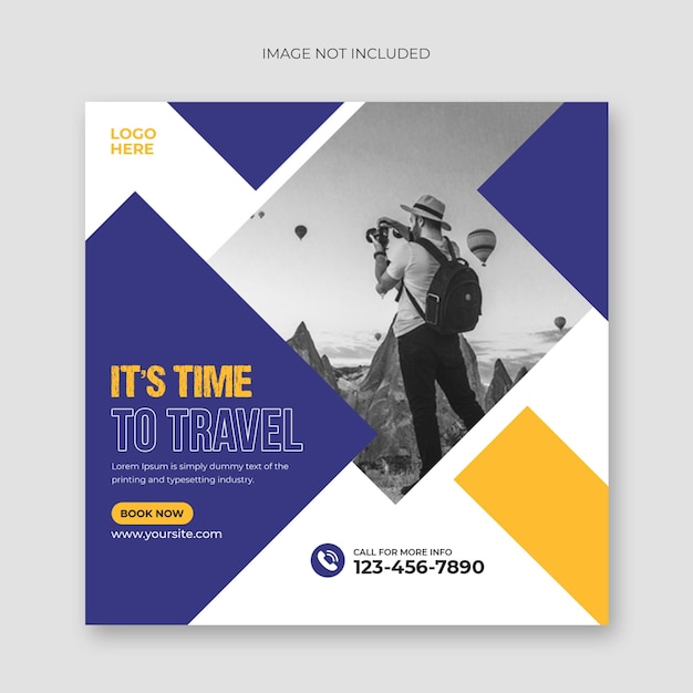 Travel tour social media post and web banner template