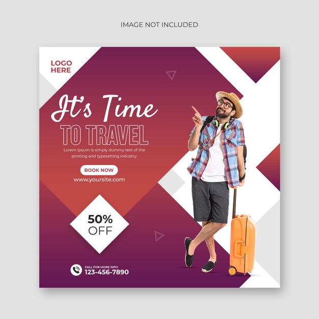 Travel tour social media post and web banner template