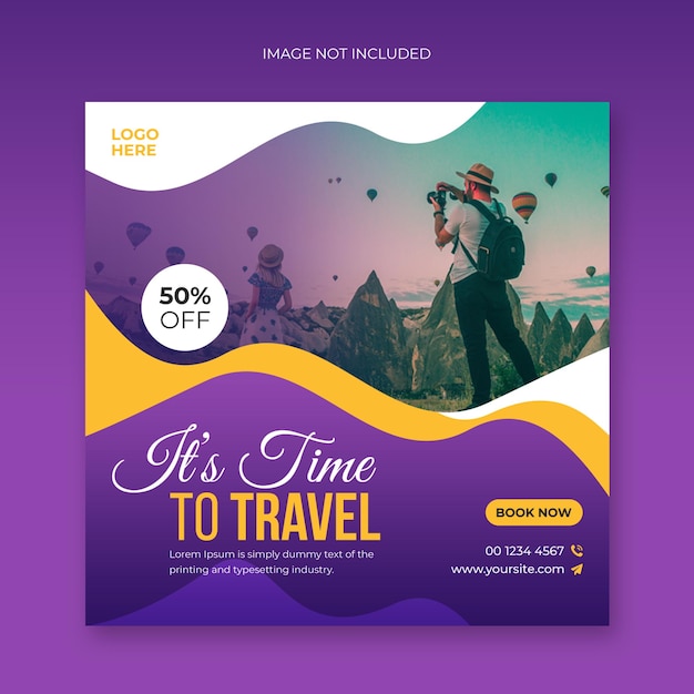 Travel tour social media post and web banner template