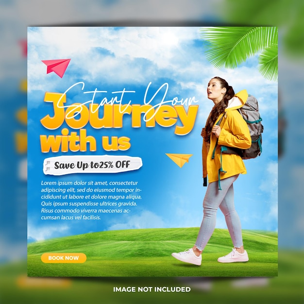 Travel tour social media post or web banner template