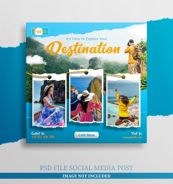 Tour di viaggio vacanze social media post banner e template social media