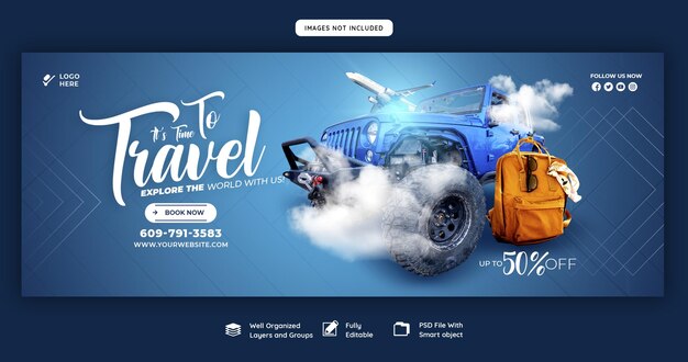 PSD travel and tourism facebook cover template