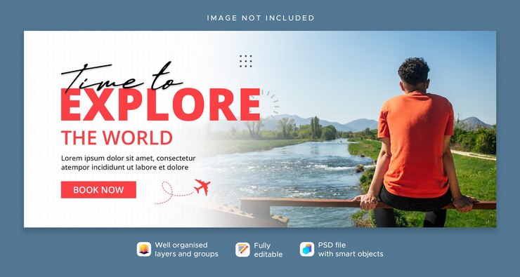 PSD travel and tourism facebook cover web banner template
