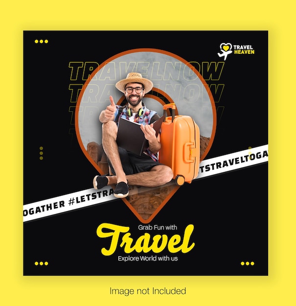 PSD travel and tourism instagram post or social media post template