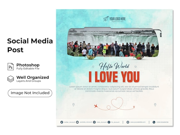 Travel and tourism instagram post or social media post template