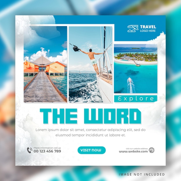 PSD travel and tourism instagram post or social media post template