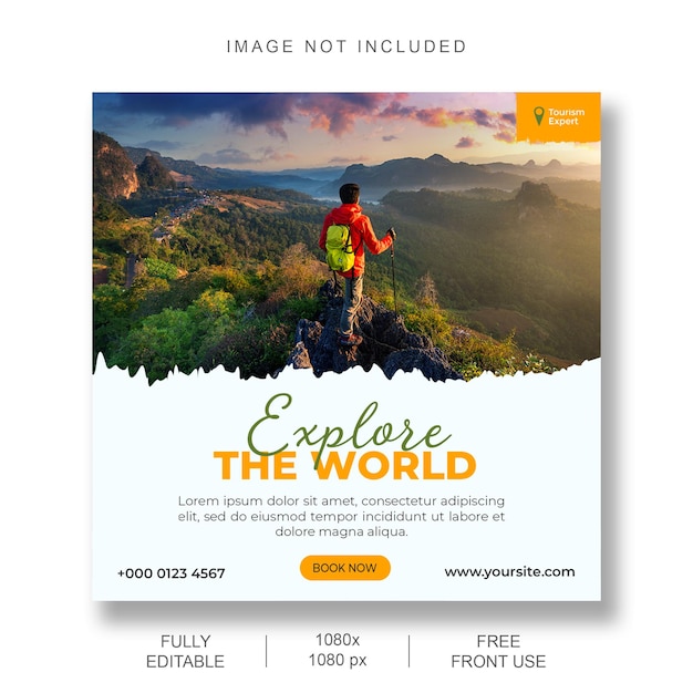 PSD travel and tourism instagram post template or banner