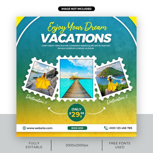 Travel and tourism Instagram social media post template