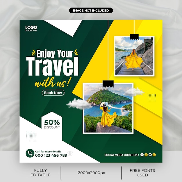 Travel and tourism instagram social media post template