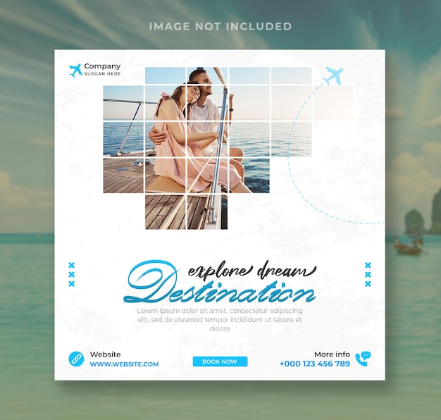 Travel and tourism social media instagram post banner template