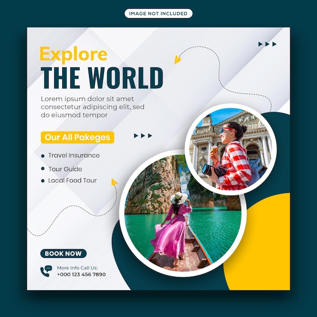 travel and tourism social media post template design
