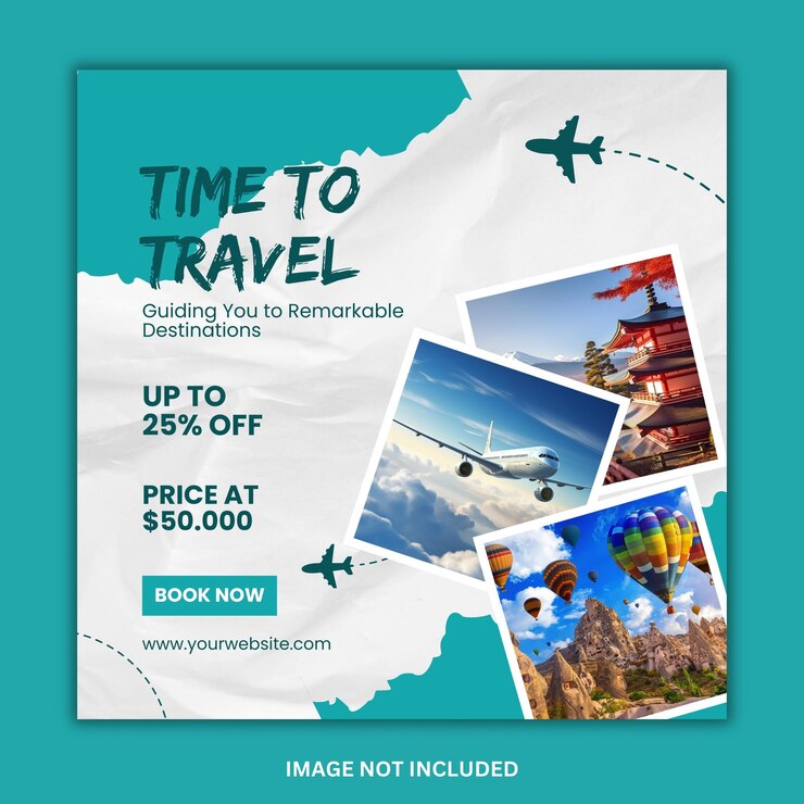 PSD travel and tourism social media post template