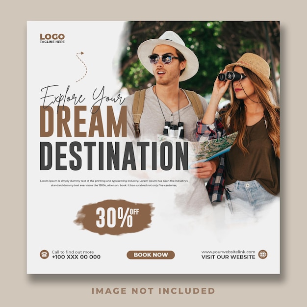 PSD travel and tourism social media post template