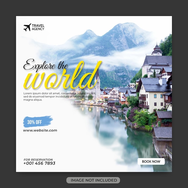 Travel tours instagram post or social media  square banner template