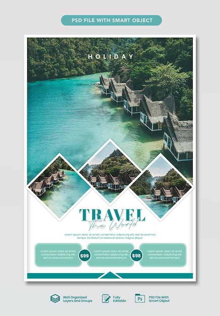 travel or trip flyer design template