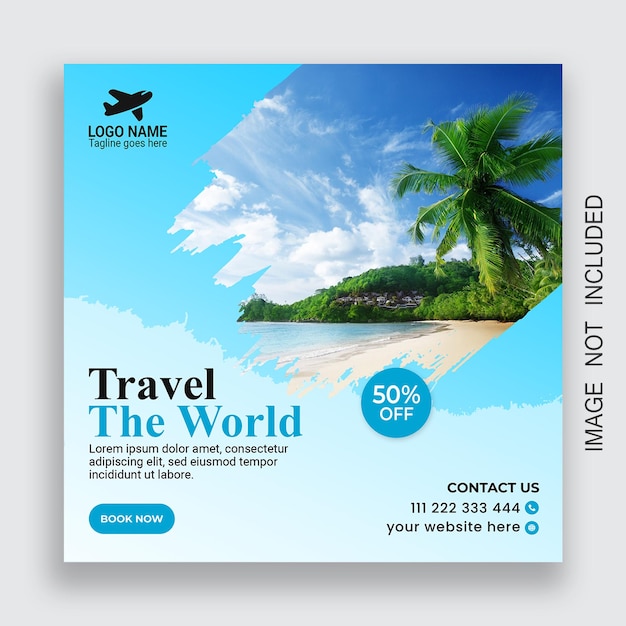 PSD travel vacation adventure trip holiday social media post design psd template