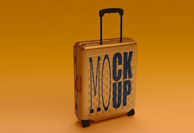 スーツケースのモックアップと旅行と休暇のコンセプト